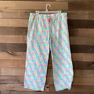 Vineyard Vines Women's Pink Blue Yellow Logo Print PJ Pajama Pants
